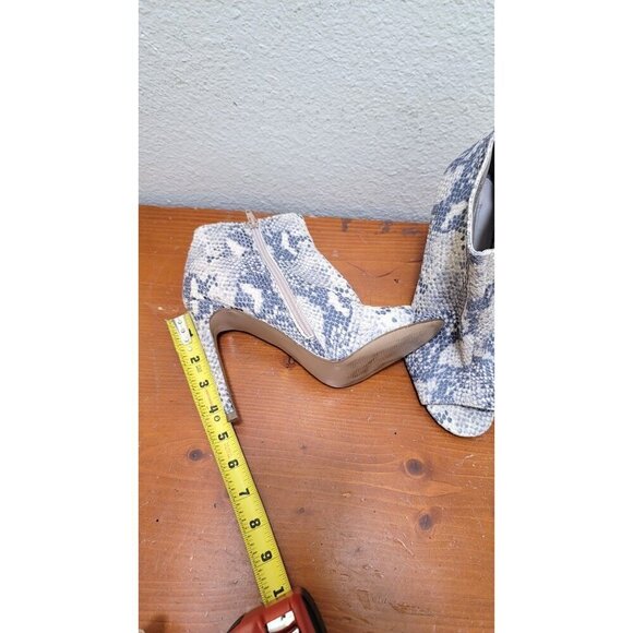 Steve Madden Kicking Natural Snake Print Peep Toe Stiletto Booties With Zipper C - Picture 8 of 11